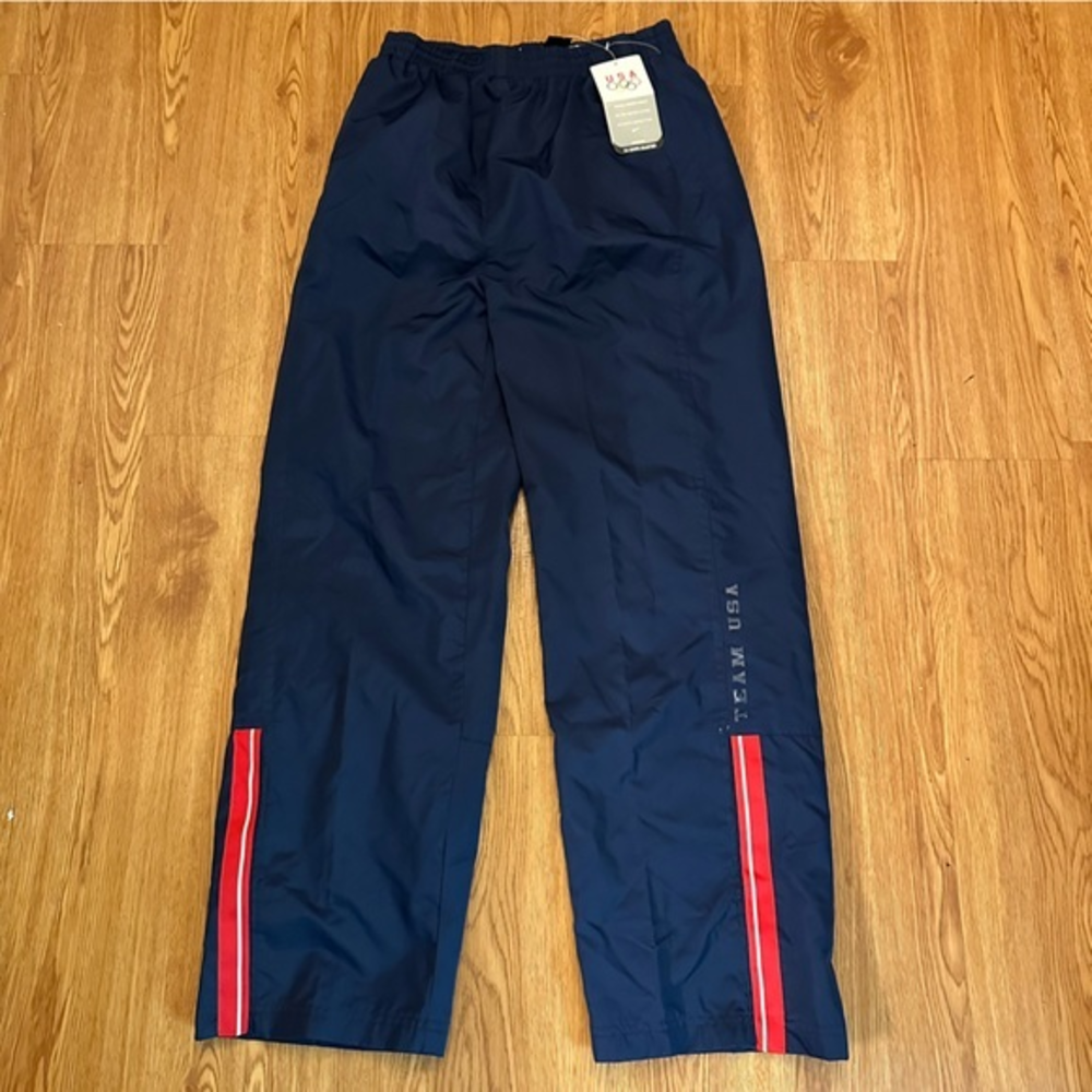 NIKE USA‎ OLYMPIC BLUE TRACK PANTS RUNNING PANTS LEG ZIP SIZE BOYS LARGE NEW